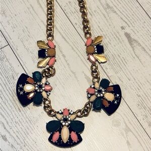 J. Crew Gold and Multicolor Floral Necklace